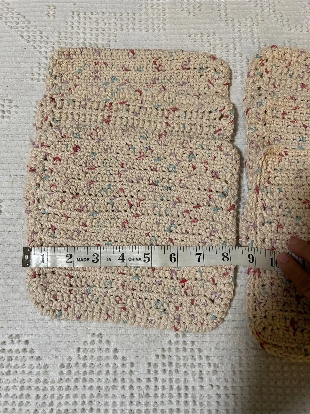 Handmade Crocheted Neutral Splatter dish rags - Set of 6
